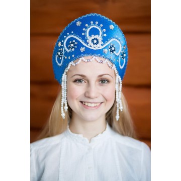 Кокошник «Алина» синий для русских народных танцев