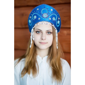 Кокошник «Алина» синий для русских народных танцев