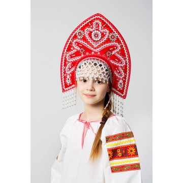 Кокошник «Анна» красный для русских народных танцев