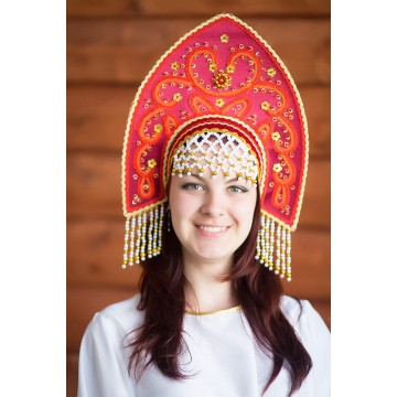 Кокошник «Анна» бордовый для русских народных танцев