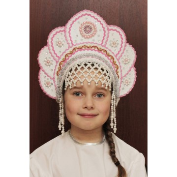 Кокошник «Елена» белый для русских народных танцев