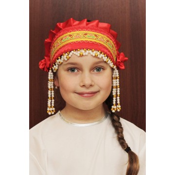 Кокошник «Инна» красный для русских народных танцев