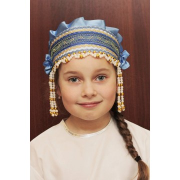 Кокошник «Инна» голубой для русских народных танцев