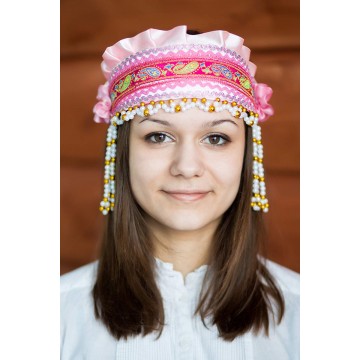 Кокошник «Инна» розовый для русских народных танцев