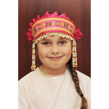 Кокошник «Инна» малиновый для русских народных танцев