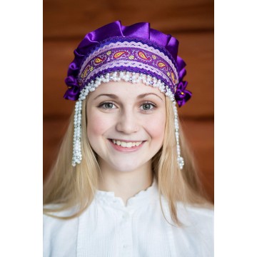 Кокошник «Инна» фиолетовый для русских народных танцев