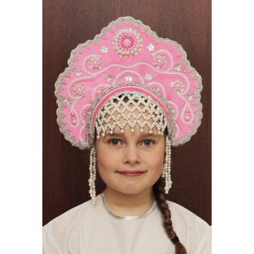 Кокошник «Лариса» малиновый для русских народных танцев