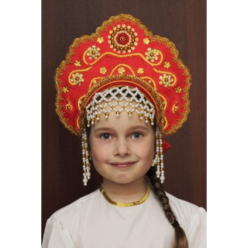 Кокошник «Лариса» красный для русских народных танцев