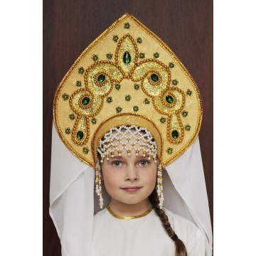 Кокошник «Надежда» золотая парча для русских народных танцев