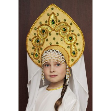 Кокошник «Надежда» золотая парча для русских народных танцев