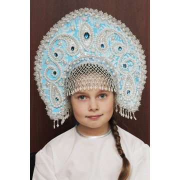 Кокошник «Татьяна» голубой для русских народных танцев