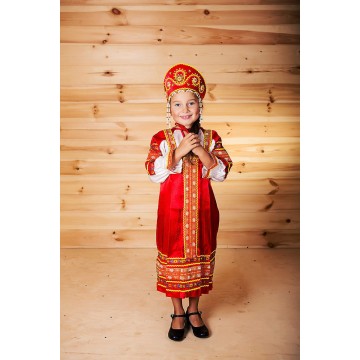 Сарафан «Алёнушка» красный для русских народных танцев