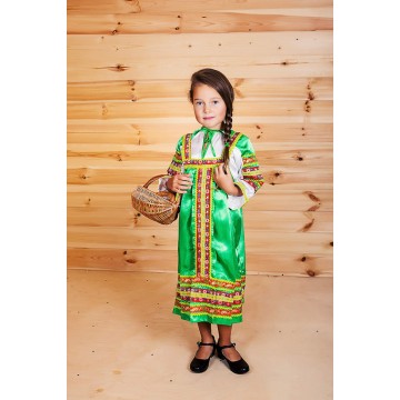Сарафан «Алёнушка» зеленый для русских народных танцев