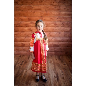 Сарафан «Дарья» красный для русских народных танцев