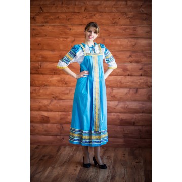 Сарафан «Дарья» голубой для русских народных танцев