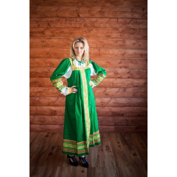 Сарафан «Дарья» зеленый для русских народных танцев