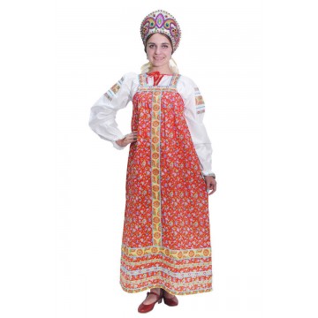 Сарафан «Наталья» красный для русских народных танцев